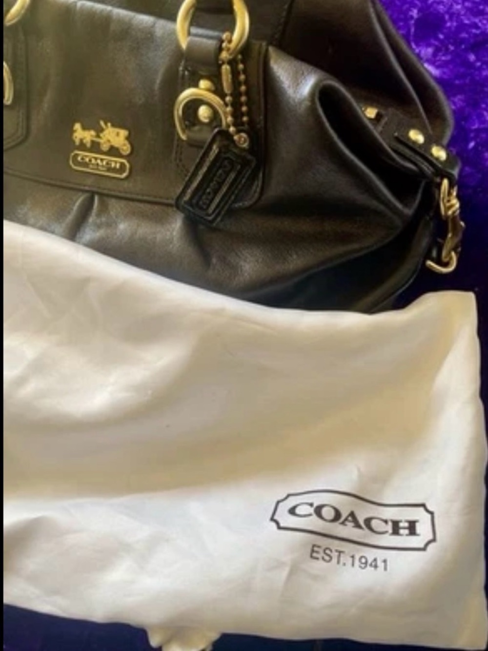 Vintage Coach Madison Sabrina Satchel Shoulder Bag Black Leather Gold Hardware - Picture 9 of 9
